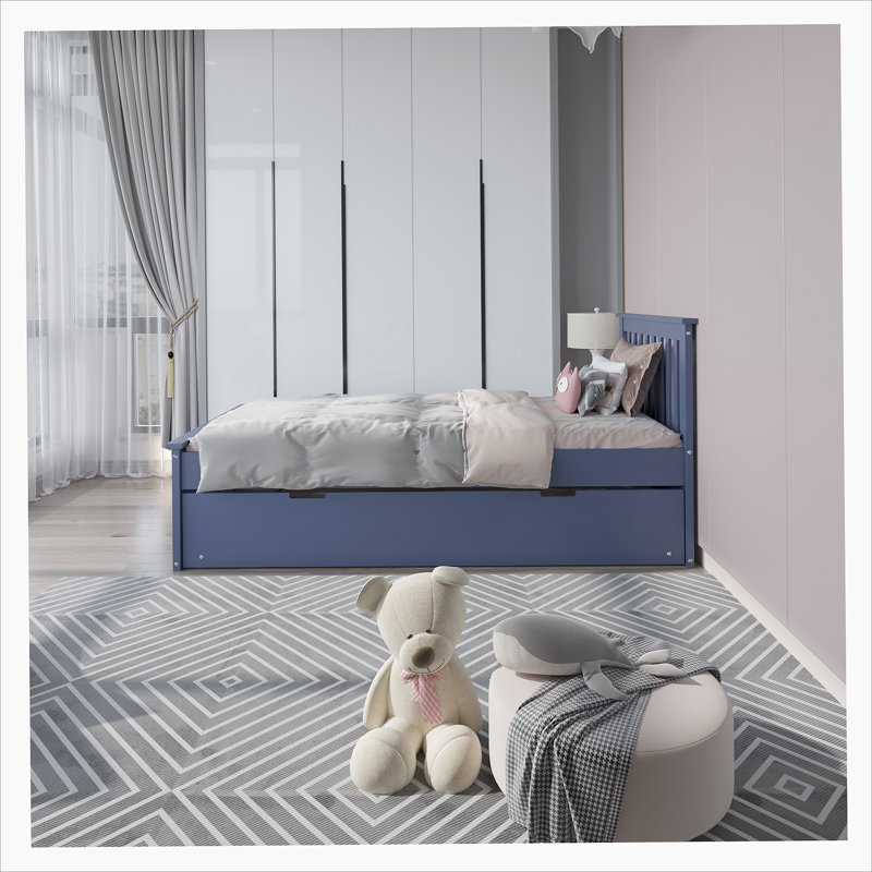 Blue twin bed with trundle hotsell